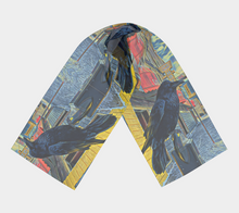 Load image into Gallery viewer, 'Gold Range Raven' Silk Long Scarf