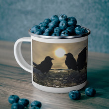 Load image into Gallery viewer, 'Ravens on Ice' Enamel Camping Mug