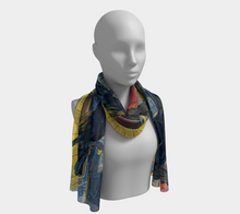 Load image into Gallery viewer, 'Gold Range Raven' Silk Long Scarf