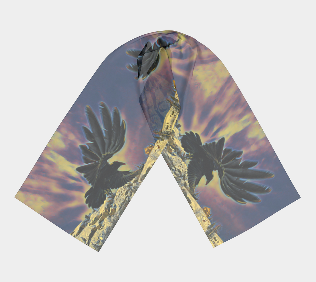 'Giant Raven at Giant Mine' Silk Long Scarf