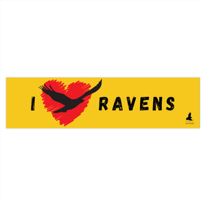 'I Love Ravens' Bumper Sticker (Yellow)