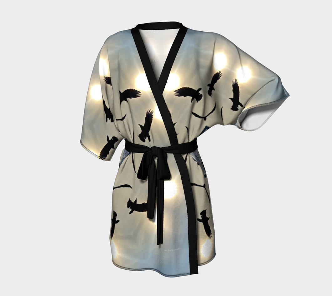'Icy Sky' Peachskin Kimono Robe