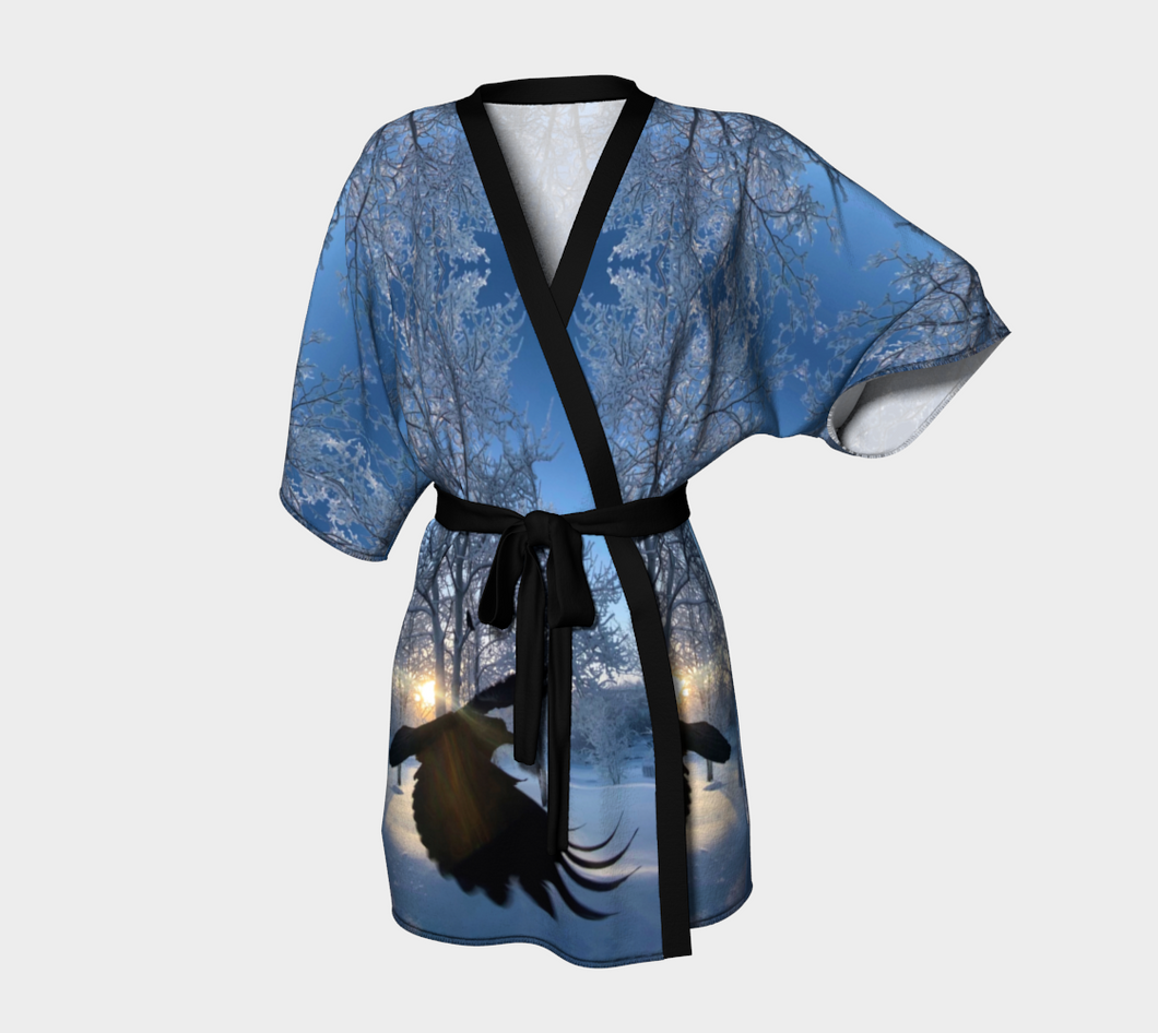 'PhotoBomb' Silk Kimono Robe
