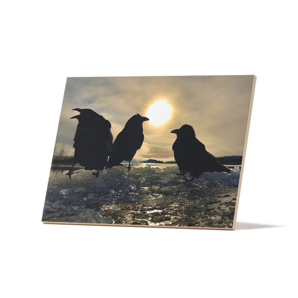 'Ravens on Ice' Ceramic Art Tile