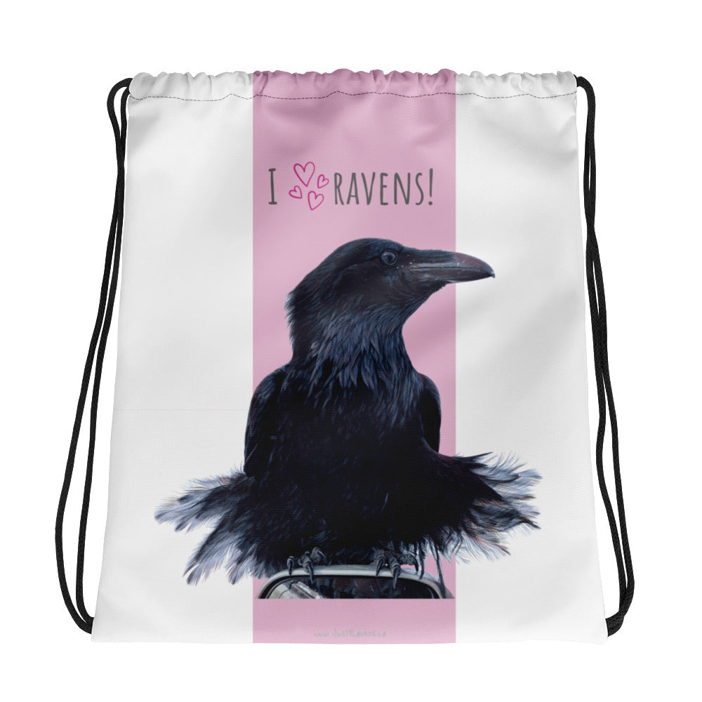 'I Love Ravens!' Drawstring Bag (starring Marilyn)