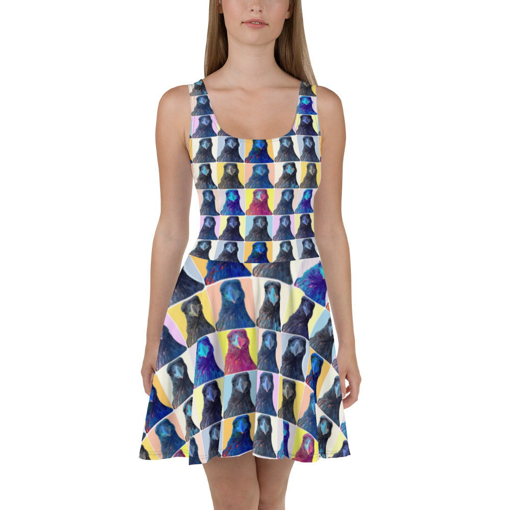 'Warhol Ravens' Fit & Flare Dress