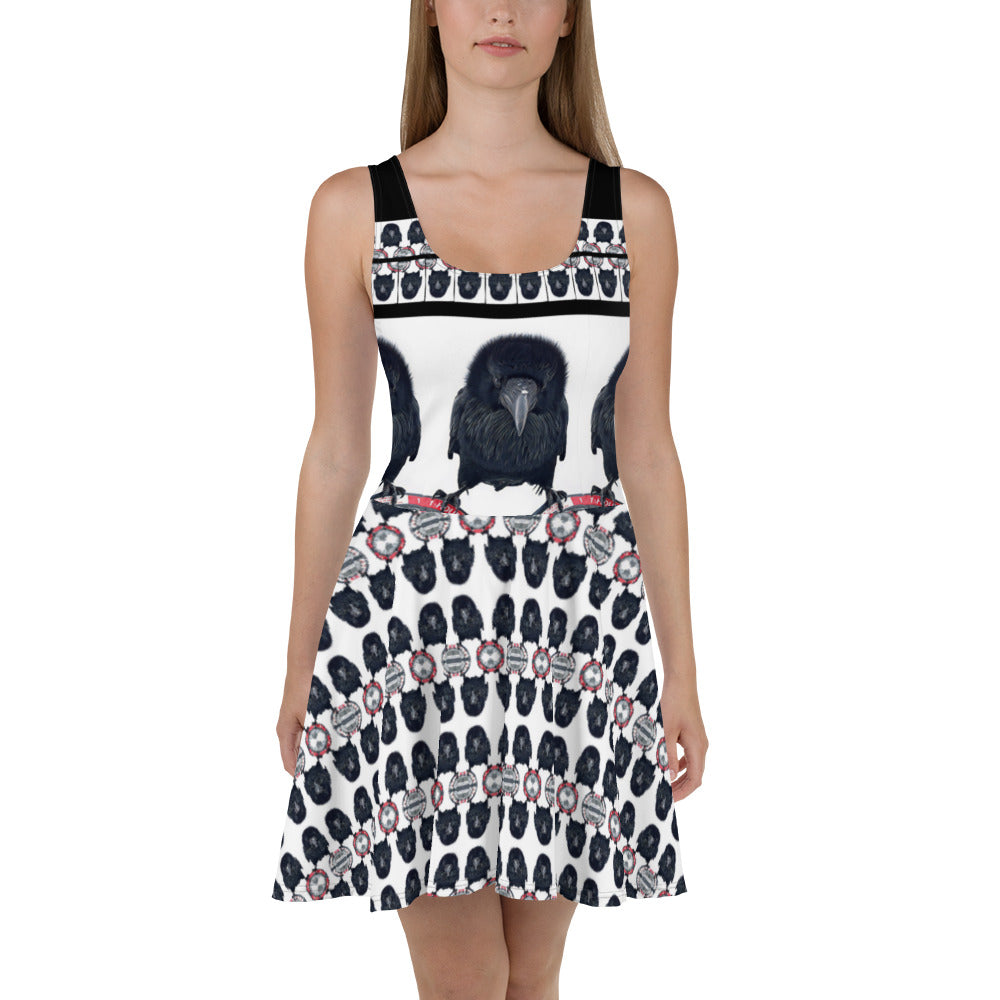 'One Hour Max' Pattern Fit & Flare Dress (Black)