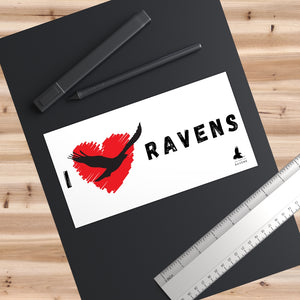 'I Love Ravens' Bumper Sticker (White)