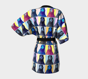 'Warhol Ravens' Peachskin Kimono Robe
