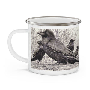 'Four Ravens' Enamel Camping Mug